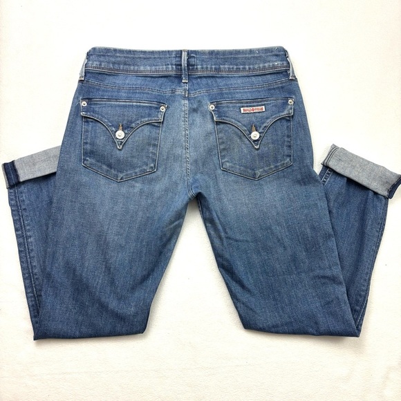 Hudson Med Wash Collin Mid-Rise Skinny Boyfriend Stretch Ankle Jeans (28) - Picture 3 of 14